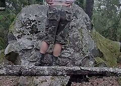 Imagine going for a walk in a intimate forest, and encountering a true anal doxy there. The wench pulls down panties and bows over a mossy boulder to 