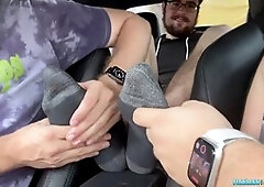 car ride, foot threesome