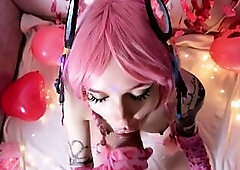 POV oral-sex, cosplay angel, nude feet