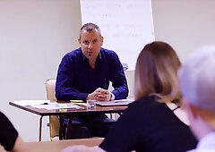 TUSHY Stunning brunettes seduce teacher in assfucking 3some