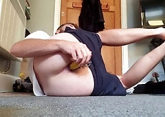 Banana masturbation, ass destruction, gay speculum