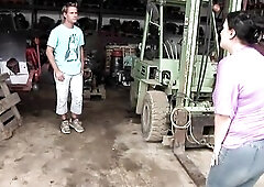 Lascivious boys are orgying with aged ladies in the centre of the day and enjoying it