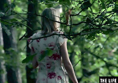 Skinny blonde Nastya C gets naked & dirty in the woods