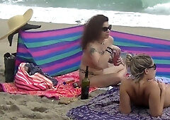 Helena Price and Nikki Brooks Go Topless for Foot-Fetish Nude Beach Romp, Flashing Big Tits and Fe