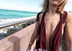 Braless Bouncing Slowmo Nip Slide