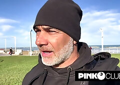 Rebecca Costa takes Christian Clay deep outdoors in black leather