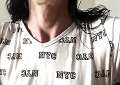 sa8die with balck hair tryin to get the cum out,haha